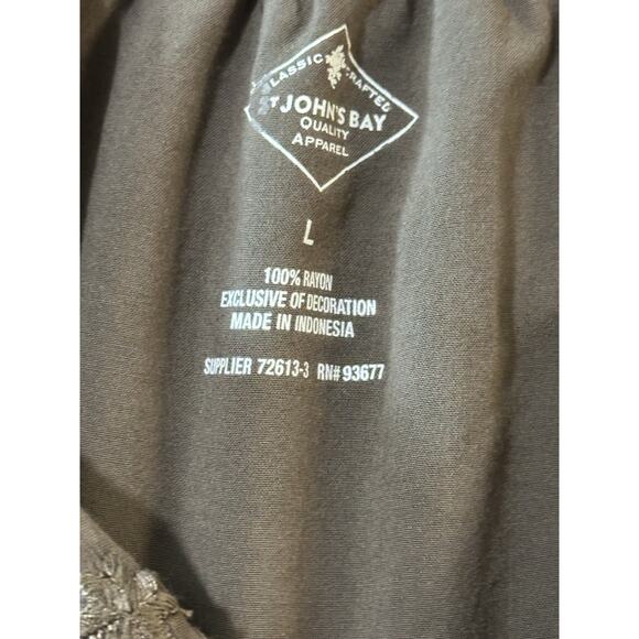 St. John’s Bay Embroidered Boho Peasant Blouse Women’s Large W/ Tassels Brown - Picture 6 of 10